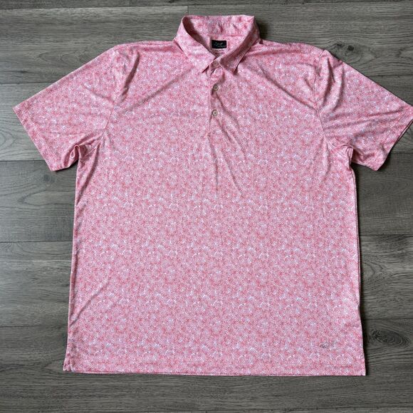 Attack Life by Greg Norman Other - Greg Norman Mens Collection ML75 Play Dry Coral Tropical Leaf Golf Polo Size XXL